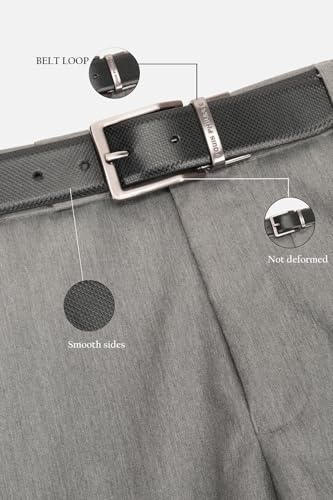 Image of Louis Philippe Men's 100% Italian Leather Brush Gun Metal Buckle Formal Reversible Belt