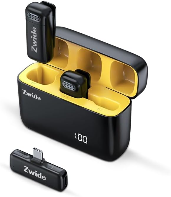 Zwide 2 Pack Clip-On Mini Wireless Lavalier Microphone for USB-C Port Devices with Charging Case, 3 Levels Noise Cancellation & Reverberation Small Lapel Mic for Tiktok/Twitter/X Video Recording M6-C Zwide 2 Pack Clip-On Mini Wireless Lavalier Microphone for USB-C Port Devices with Charging Case, 3 Levels Noise Cancellation & Reverberation Small Lapel Mic for Tiktok/Twitter/X Video Recording M6-C