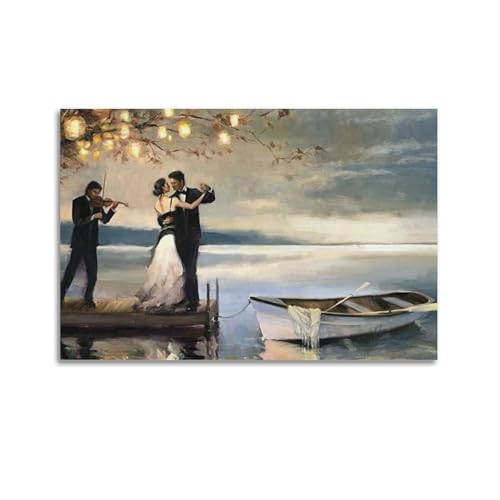 JJXCAC Jack Vettriano Twilight Romance Poster Decorative Painting Canvas Wall Posters And Art Picture Print Modern Family Bedroom Decor Posters 24x36inch(60x90cm)