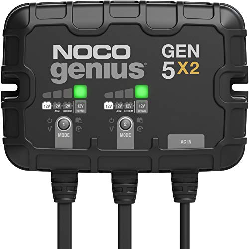 NOCO Genius GEN5X2: 2-Bank, 10A Onboard Battery Charger - 5A Per Bank, 12V Waterproof Marine Charger with Overcharge Protection & Temperature Compensation – for Lead-Acid & Lithium Batteries by NOCO - Used condition - US$121.36