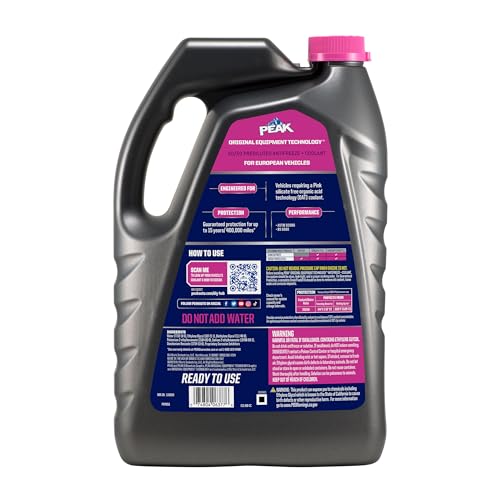 PEAK OET Extended Life Pink 50/50 Prediluted Antifreeze/Coolant for European Vehicles, 1 Gal.