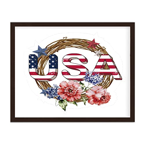 Plaque murale humoristique en bois encadrée 40x50 cm décoration USA drapeau américain