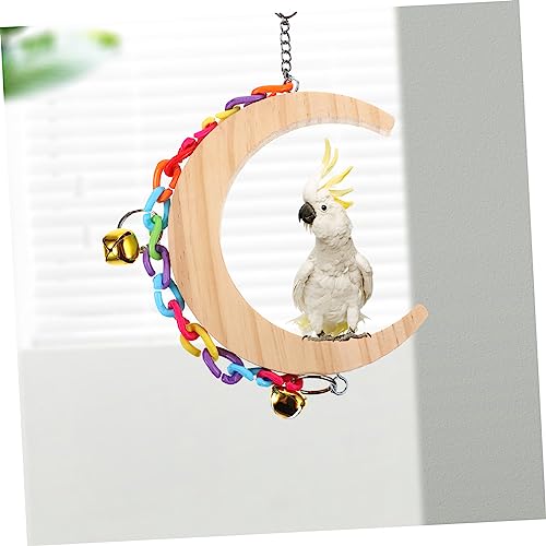 YARNOW-Bird-Swing-Toy-Wooden-Bird-Swing-Parrot-Toy-Parrot-Supplies-Household-Bird-Swing-Parrot-Swing-Toy-Bite-Resisting-Parrot-Swing-Bird-Moon-Swing-Toy-Household-Parrot-Swing-Bird-Toy