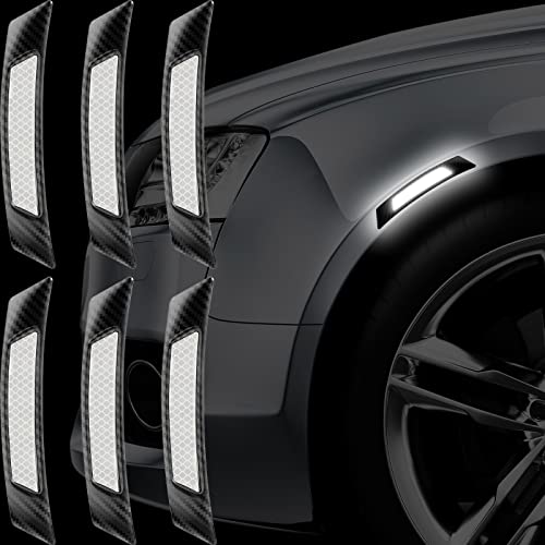 Autocollants réfléchissants voiture lot de 6 carbone noir blanc pour pare-chocs