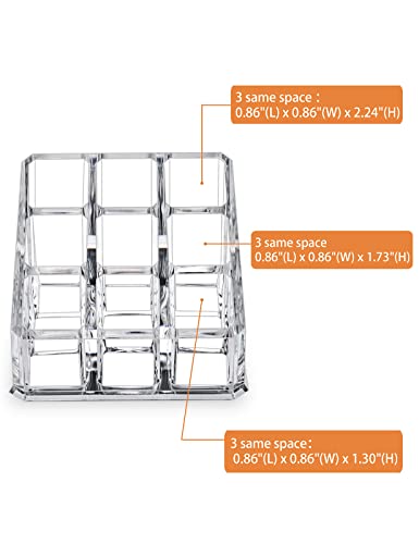 Image of MOSIKER Lipstick Lip Gloss Organizer,Small Clear Acrylic Compact Essential Oil Rollerball Perfume Holder with 9 Slots