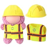 Simgoing 17cm Doll Construction Worker Costume Outfit Accessory with Mini Construction Helmet & Safety Vest Fits Stand Seat Series Hard Hat Doll Clothes for Display Collection Gift(Yellow)