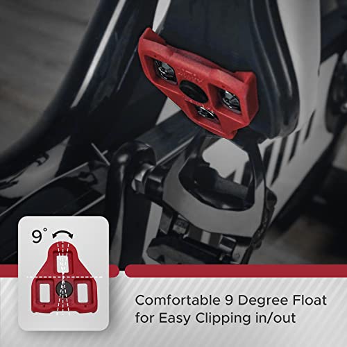 Bike Cleats Compatible with Look Delta - 9 Degree Float Cleat Set for Peloton Indoor Cycling and Outdoor Road Cycling Designed for Women and Men Clipless Pedal and Cycle Shoes