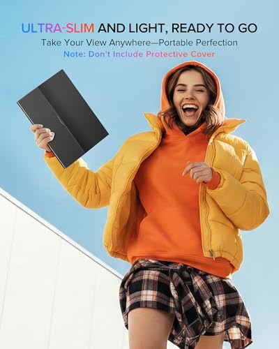 Image of Newsoul Portable Monitor 15.6'' Ultra-Slim Travel Monitor 108%sRGB | 2000:1 Contrast USB C Mini HDMI Plug & Play IPS Monitor Built-in Stand | Speakers External Screen for Laptop Phone Game Console PC