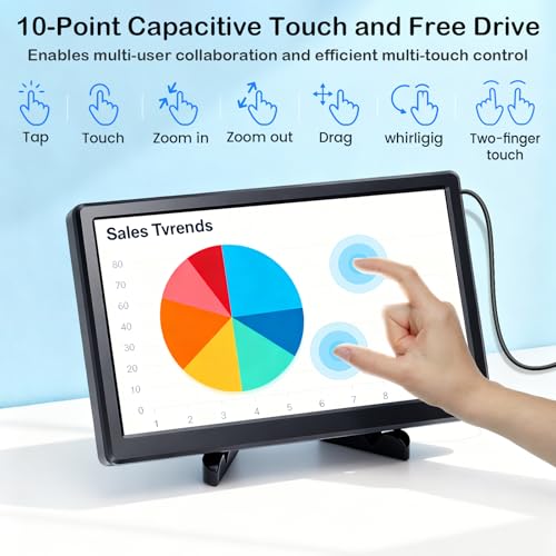 Image of ELECROW 11.6 Inch Portable Monitor - IPS Capacitive Touchscreen Monitor with HD VGA Port, 1920x1080P LCD Display Built-in Dual Speakers Touch Screen for Raspberry Pi 5 /4 /3, PS Xbox, Windows 11 /10 /8 /7