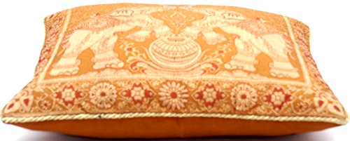 Indische Seide Goldene Braun Deko Kissenbezüge 40 cm x 40 cm, Extravaganten ELEFANT Design für Sofa & Bett Dekokissen… – Bild 3