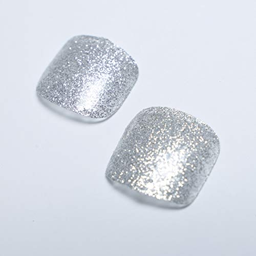 Yienate Kunstnägel für Zehen, schick, exquisit, glitzernd, Brautschmuck, Aurora, Silberpuder, falsche Nägel für Zehen… – Bild 5