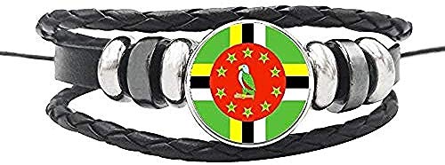Preisvergleich Produktbild TTDAltd Halskette Klassisch Bahamas Panama Kuba Haiti Mittelamerika Nationalflagge Armband Leder Seil Glaskuppel Knöpfe Armreif
