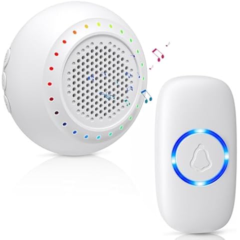 Wireless Doorbell • PHYSEN • Doorbell Chime Kits with 1 Transmitter 1 Receiver • Waterproof • Operating at 1000ft Range • 32 Ringtones • 5 Volume Levels • LED Flash • Door Bell for Home Classroom Cover