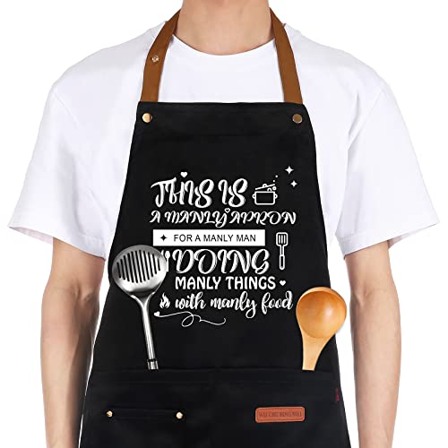 Funny Apron Cooking Gifts For Men, Apron With 2 Pockets Adjustable Neck Strap, Waterproof, Gifts For Dad, Husband, Friends, Birthday Gifts, Gag Gifts, Bbq Cooking Chef Apron, Father's Day Gift #TOP8