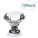 Neewer 30mm Clear Crystal Glass Diamond Shape Door Knob Drawer Pull Handle for Cabinet, Drawer, Cupboard, Wardrobe Home Decoration (12Pack)
