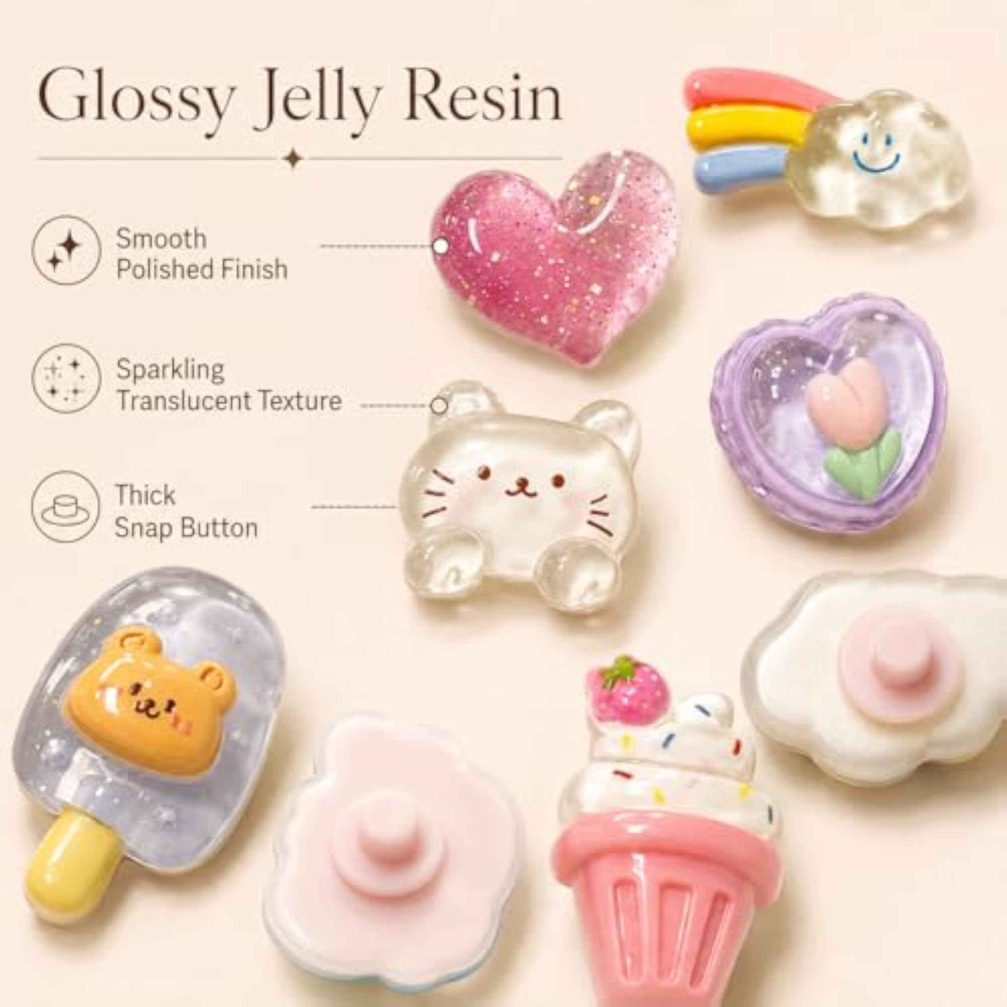 14 Pcs Glitter Resin Clog Charms for DIY