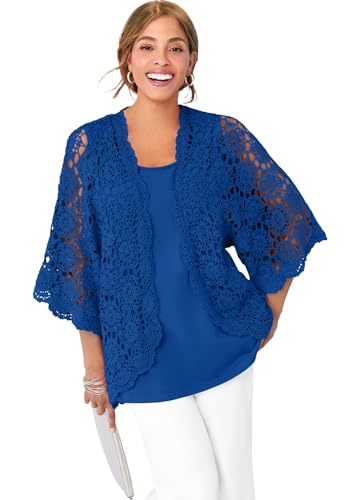 Jessica London Women's Plus Size Crochet Cardigan
