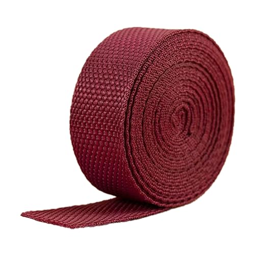 Bias Binding Tape Herringbone Webbing, 25mm Polypropylene Webbing Strap - Webbing Tape for Upholstery, Bag Handles, Sewing(Purplish Red,10 Yard)