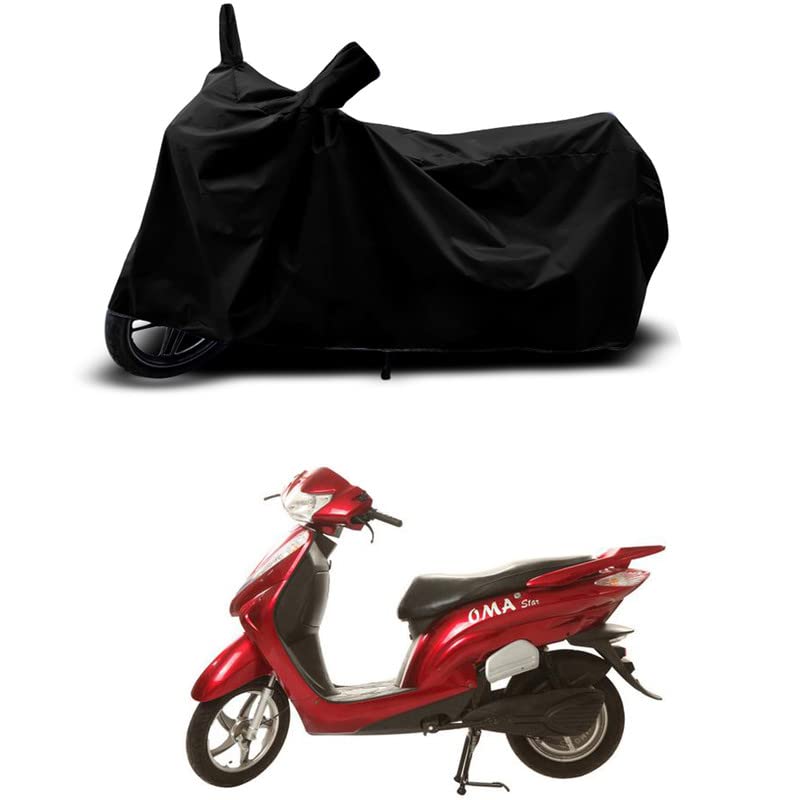Image of 100% Scratchproof /UV-Rays /Heat Protection /Birds Dropping /Water Resistant /Dust Proof /Waterproof /Full Bike Scooty Two Wheeler Body Cover Compatible for Lohia Oma Star Li All Varients[Black]