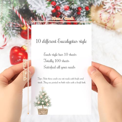 Image of Spiareal 100 Pcs Blank Note Cards Index Card, White, 4 x 6 in, Christmas