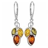 Sterling Silver and Baltic Multicolored Amber Earrings