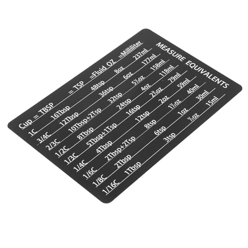 Zerodeko Tableau de Conversion Culinaire Magnétique en PVC Noir, Résistant à l'usure et Léger, Accessoire Pratique pour Cuisson et Pâtisserie Réfrigérateur