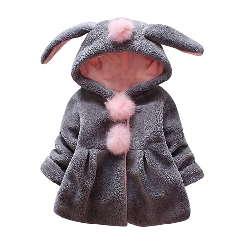 Baby Girls Fleece Ears Shape Hooded Coat Long Sleeve Hairball Thick Plush Jacket Cute Warm Snowsuit for Toddler Girls