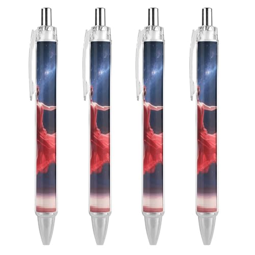 Stylos à bille rétractables Dancer on Star lot de 4 à encre noire 0.5mm pour le bureau