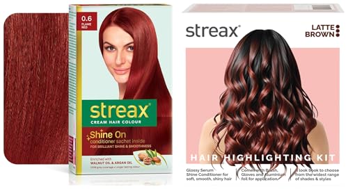 Streax Permanent Hair Colour, 100% Grey Coverage, Highlight Kit | Brown Hair Colour, Latte Brown – Pack of 1