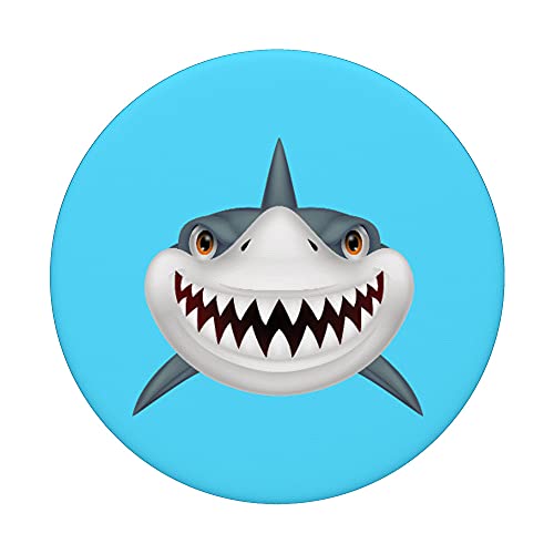 Haifisch-Frontgesicht mit Teufelslächern für Halloween-Kostüm PopSockets mit austauschbarem PopGrip