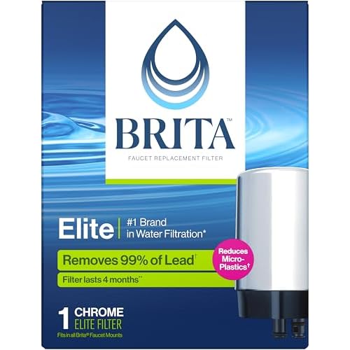 Brita Tap Water Filter, Water Filtration System Replacement Filters For Faucets, Reduces Lead, BPA Free – Chrome, 1 Count