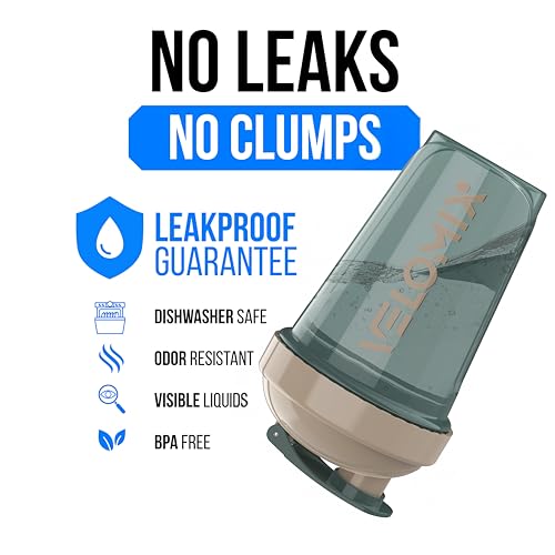 Image of VELOMIX -2 Pack- 20 oz Protein Shaker Bottles for Protein Mixes - 2x Wire Whisk | Leak Proof Shaker Cups for Protein Shakes and Pre Workout | Protein Shaker Bottle Pack (A5) Blue&Beige