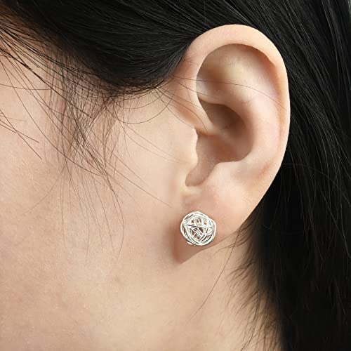 Silver Ball Earrings, Sterling Silver Stud Earrings For Women, Hypoallergenic Handmade Earrings Gift For Birthday Anniversary-9Mm #TOP6