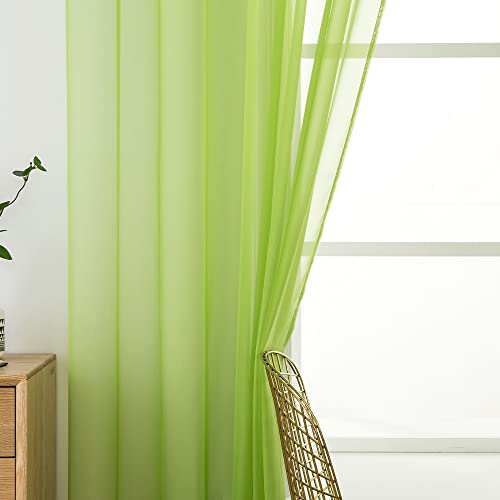 MIULEE 2 Panels Solid Color Sheer Window Curtains Smooth Elegant Window Voile Panels/Drapes/Treatment for Bedroom Living Room Light Green 55" Wx88 L, Rod Pocket - Cosy Home Interiors MIULEE 2 Panels Solid Color Sheer Window Curtains Smooth Elegant Window Voile Panels/Drapes/Treatment for Bedroom Living Room Light Green 55" Wx88 L, Rod Pocket - Image 5