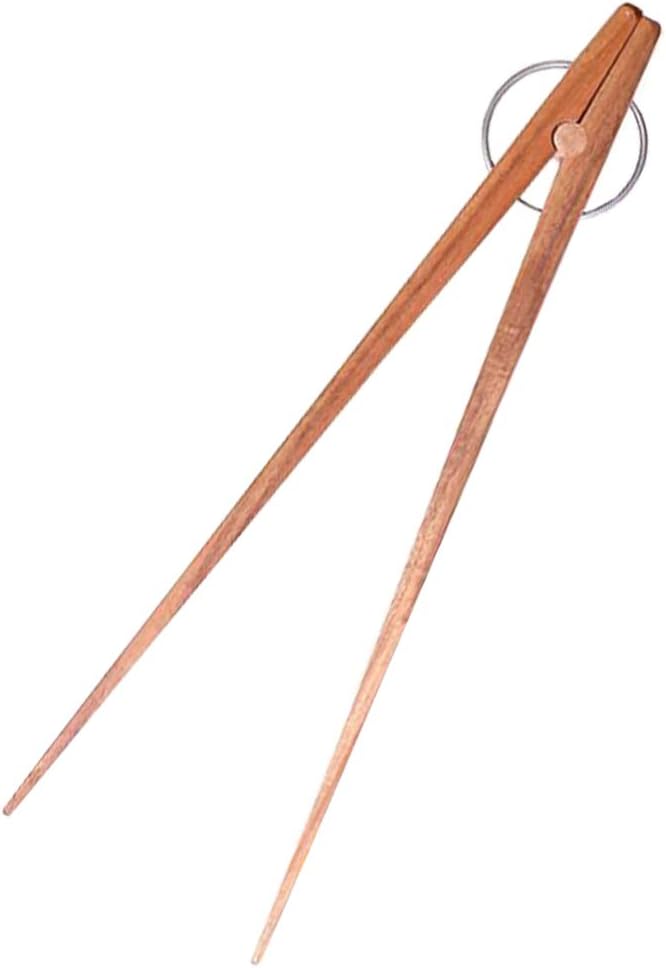 Hemoton Wooden Kitchen Tongs 9.84In Eco-Friendly Food Clip for Bread Barbecue Dessert Cooking Grabbing Heat Insulated Smooth Edges
