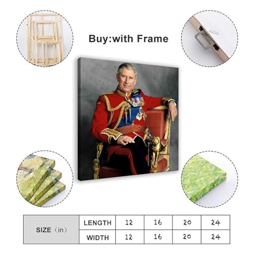 Portrait de King Charles III toile 40,6 cm pour raviver un mur de bureau vide