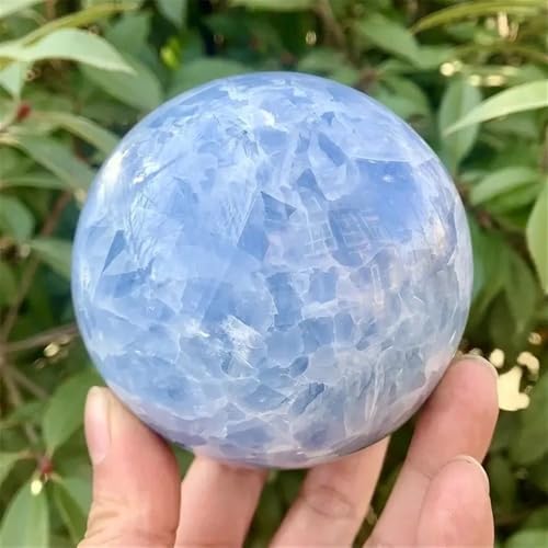 Esfera de celestita azul natural de 7-8cm con base de madera de lujo 7