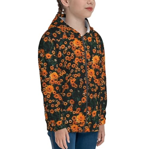 Daisies Kids Pullover Hoodies Boys Zip Up Sweatshirts Girls Athletic Clothes with Pocket4