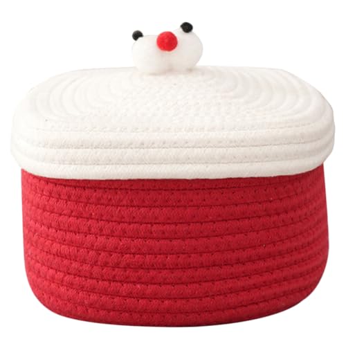 Petit panier tressé haut de gamme en coton rouge pour accessoires et décoration