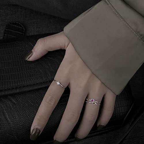 Simple Heart Birthstone Ring for Women 925 Sterling Silver Stackable Promise Ring with Colorful Cubic Zirconia Minimalist Jewelry Gift3