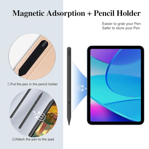 Image of Stylus Pen for iPad 11th&10th Generation,Milikilo Pen with Pencil Holder,Palm Rejection,for Air11&13 inch(M2 /M3), Pad Pro 11 inch&13 inch(M4),iPad 6-11th,iPad Pro 11 inch /12.9 inch, iPad Air 3 /4 /5,Mini 5 /6