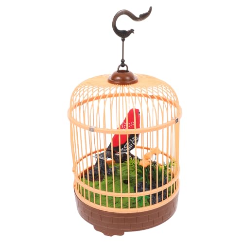 Cage à oiseaux vocale en plastique Veemoon avec chant réaliste et simulation sonore interactive
