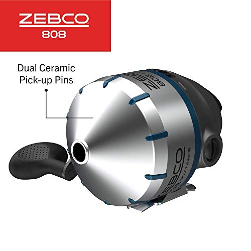 Zebco 808 Saltfisher Spincast Fishing Reel, Size 80 Reel, Changeable Right- or Left-Hand Retrieve, Pre-Spooled with 20-Pound Fishing Line, Stainless Steel Ball Bearing Drive, Silver