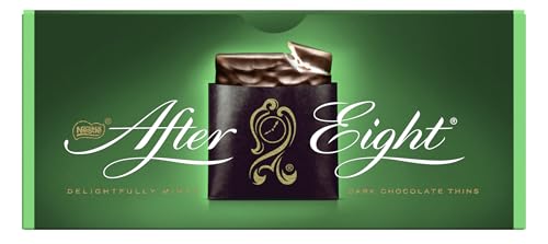 Nestlé AFTER EIGHT hauchdünne Schokoladen-Täfelchen aus dunkler Schokolade mit Pfefferminz-Cremefüllung für Genießer 1er Pack (1 x 200g)