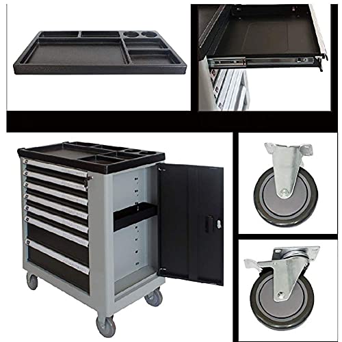 Allzweck-Werkzeugwagen Werkstattwagen Werkzeugwagen aus Metall mit kugelgelagerten Gleitern Werkzeugschrank mit 6 Schubladen auf Rädern abschließbar für den Garten im Freien – Bild 3
