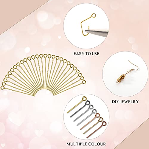 image for Junkin 1400 Pieces Eye Pins Mix Jewelry Findings Eye Pins 0.63 Inch 0.