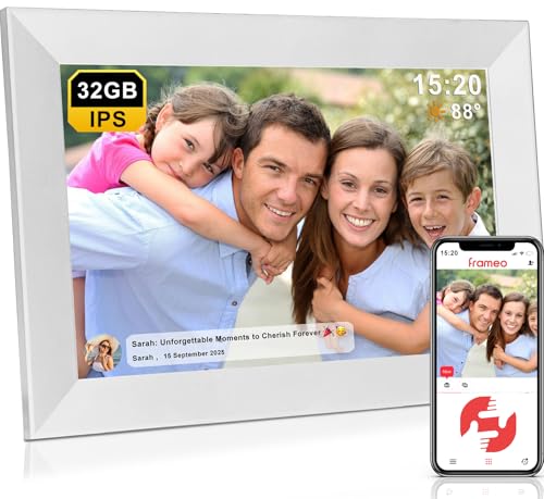 FRAMEO WiFi Digital Photo Frame 10.1 Inch- Large 32Gb Memo | 1280x800 HD IPS Touch Screen | Weather...