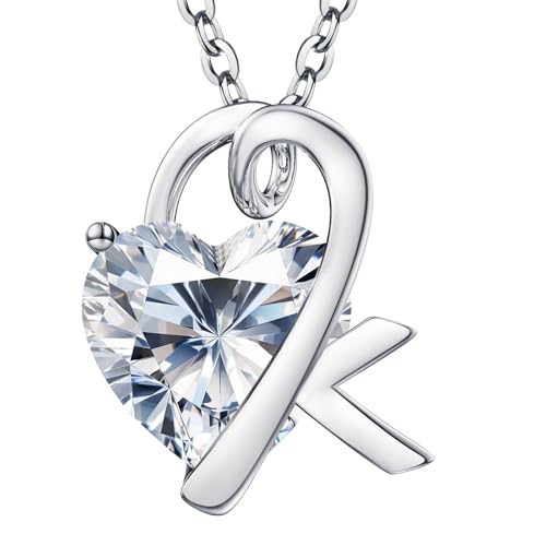 Image of ForeverLove Heart Necklaces for Women, 4-2 Carats Heartshap Moissanite, Silver Pendant Jewelry, Anniversary Birthday Gifts for Wife, Girlfriend, Daughter, Mom