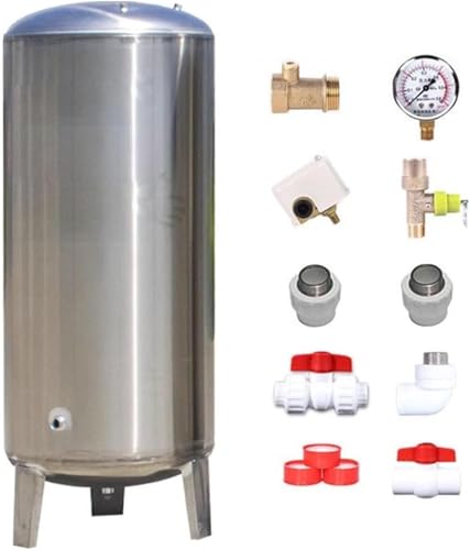 KGBNYSS Contenedor Agua presión del Pozo de Acero Inoxidable, 16/26/42/53 GAL, Ducha/Cocina/Jardín Tanques de Almacenamiento de Agua Verticales(95x40cm/37....