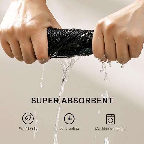 Image of 100% Cotton Kitchen Dish Cloths, 8-Pack Waffle Weave Ultra Soft Absorbent Dish Towels Washcloths Quick Drying Dish Rags, 12x12 Inches, Black
